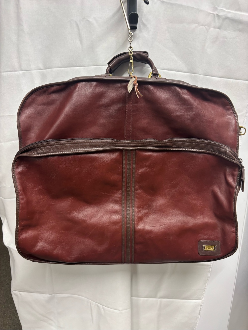 LAND Leather Garment Bag - Burgundy Travel Carry Bag